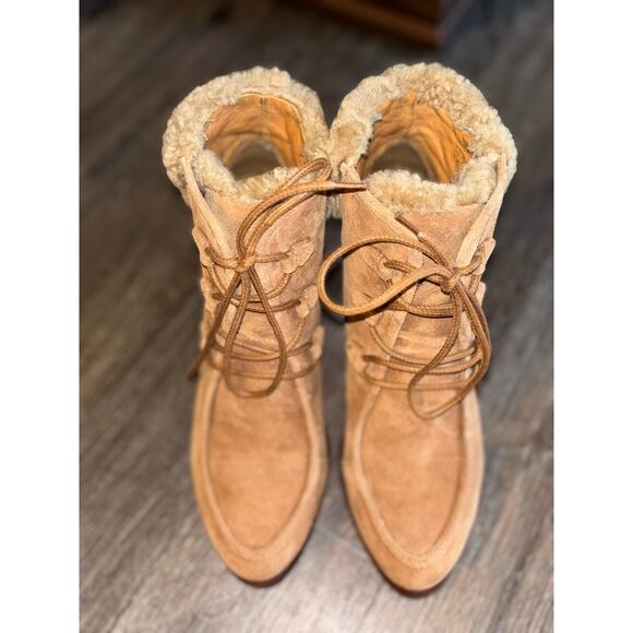 UGG size 9 Analise Lined Suede Sheepskin Chestnut Boots - Picture 2 of 12